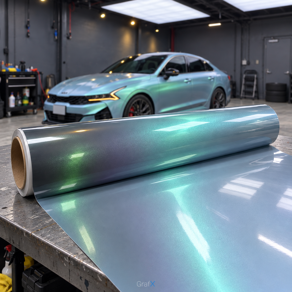 Glossy Green Blue Color Shift Vinyl Wrap