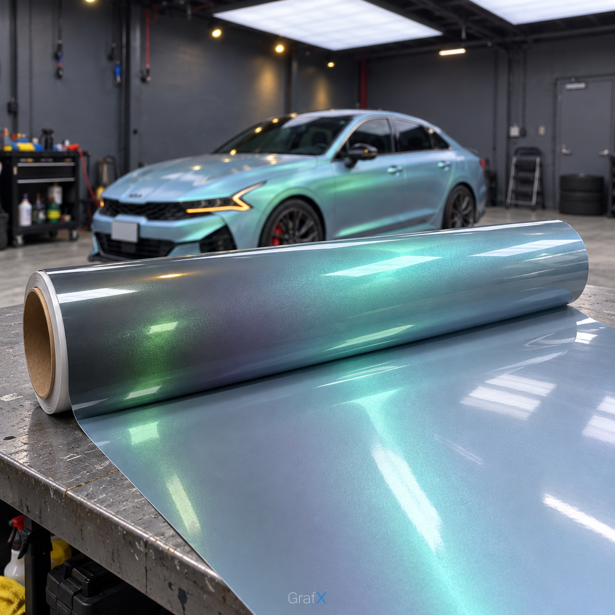Glossy Green Blue Color Shift Vinyl Wrap